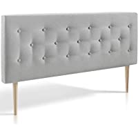 marckonfort Cabecero tapizado Oslo 90X100- capitone en Tela Gris